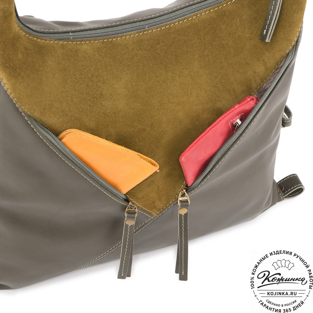  Женская кожаная сумка "Эмилия" (хаки)